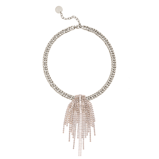 Anton Heunis - Silver chain necklace with crystal chandelier sunburst centerpiece