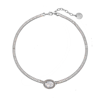 Anton Heunis - Silver tennis necklace with crystal centerpiece