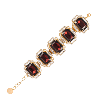 Burgundy rectangular gem bracelet encased in clear crystals