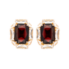 Anton Heunis - Burgundy rectangular gem earrings encased in crystals