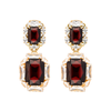Anton Heunis - Burgundy rectangular drop earrings encased in crystals