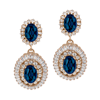 Anton Heunis - Vintage inspired brooch drop earrings with blue stones