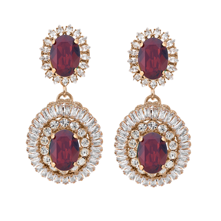 Anton Heunis - Vintage-inspired brooch drop earrings with burgundy stones