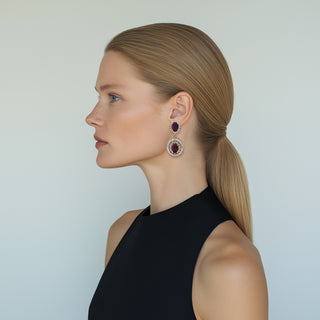 Anton Heunis - Vintage-inspired brooch drop earrings with burgundy stones