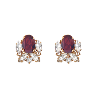 Anton Heunis - Burgundy dainty earrings encased in sparkling crystals