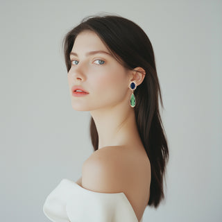 Anton Heunis - Blue earrings with green drop