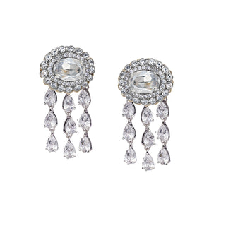 Anton Heunis - Silver earrings with triple crystal cascade
