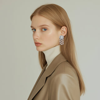 Anton Heunis - Silver earrings with triple crystal cascade