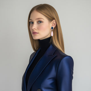 Anton Heunis - Deep blue earrings with pink drop