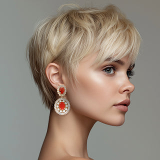 Aurora Earrings Red Pearl