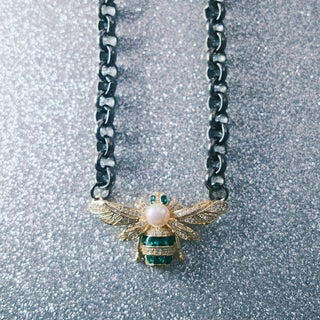 Golden bee necklace with black chain - Anton Heunis