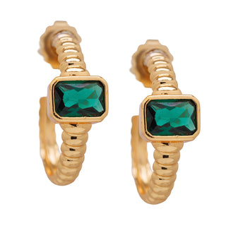 Golden hoop earrings with emerald detail - Anton Heunis