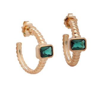 Golden hoop with emerald centerpiece - Anton Heunis