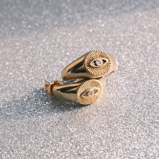 Golden hoops with eye details - Anton Heunis