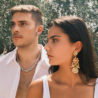 Golden large flower lstatement earrings - Anton Heunis