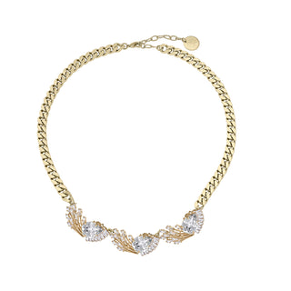 Golden necklace with three crystal sun ray details - Anton Heunis