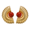 Golden statement earrings with natural red stone - Anton Heunis