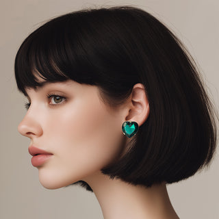 Green crystal heart earrings - Anton Heunis