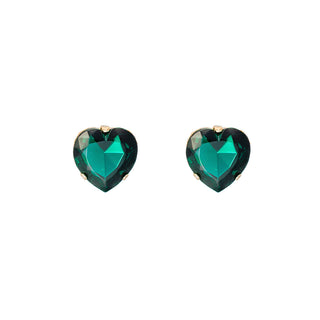 Green crystal heart sparkly earrings - Anton Heunis
