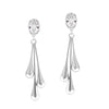 Liquid metal silver earrings with crystal top and three drops - Anton Heunis