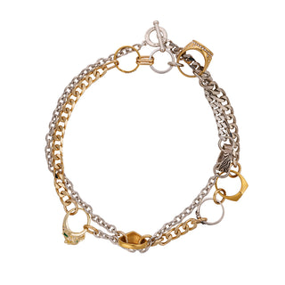 Long necklace with gold and silver chains adorned with vintage rings - Anton Heunis