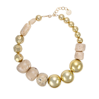 Natural stone and gold plated bead statement oversize necklace - Anton Heunis