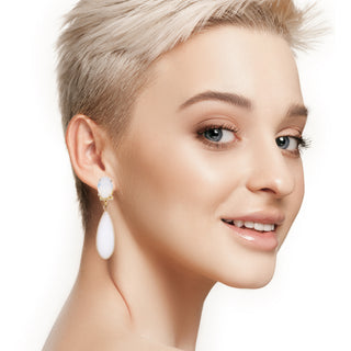 Opaque white drop statement earrings - Anton Heunis