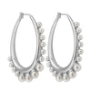 Oversize statement silver hoop earrings with pearls - Anton Heunis