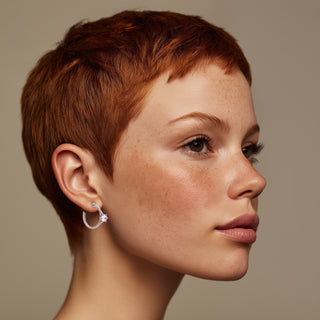 Silver dainty hoop earrings with crystal - Anton Heunis