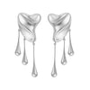 Silver liquid metal earrings with three long drops - Anton Heunis