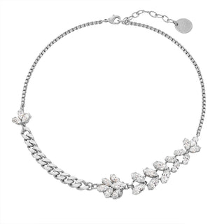 Silver necklace with crystal floral leaves - Anton Heunis