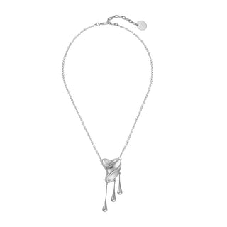 Silver necklace with liquid metal detail and three drops - Anton Heunis