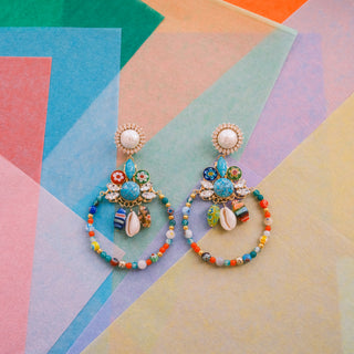 Statement hoop earrings with colorful beads Anton Heunis