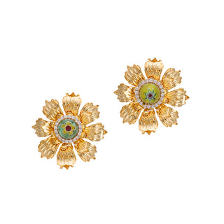 Stunning golden flower statement earrings with floral beads - Anton Heunis