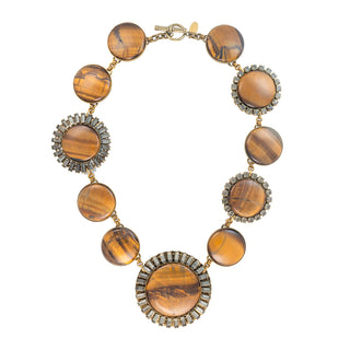 Tiger's eye medallions statement necklace - Anton Heunis