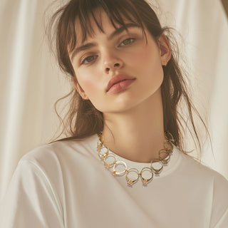 Necklace composed of golden rings with crystals - Anton Heunis Handmade Jewelry
