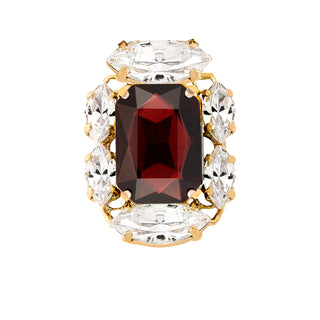 Anton Heunis - Burgundy statement ring covered in crystals
