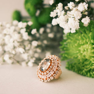 Vintage crystal brooch ring gold plated adjustable - Anton Heunis