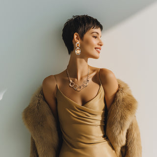 Champagne crystals drop statement earrings - Anton Heunis Handmade Jewelry