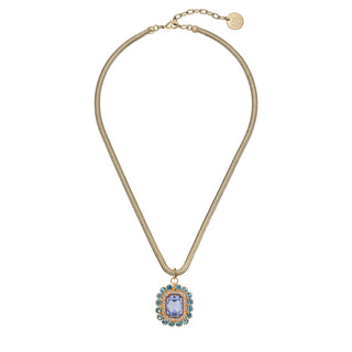 Golden chain necklace with blue brooch pendant - Anton Heunis