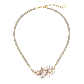 Gold necklace with crystal floral centerpiece - Anton Heunis