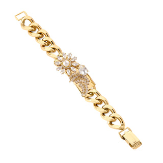 Chunky golden bracelet with flower detail - Anton Heunis