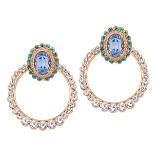 Blue brooch hoop earrings with crystals - Anton Heunis