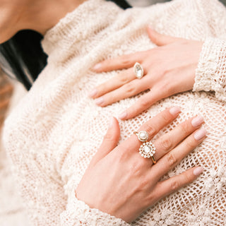 Set of gold rings with crystals and pearl - Anton Heunis