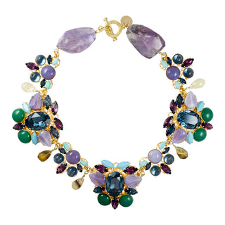 Statement colorful necklace flower inspired with amethyst - Anton Heunis