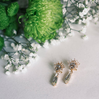 Gold earrings with crystals, bridal delicate jewelry - Anton Heunis
