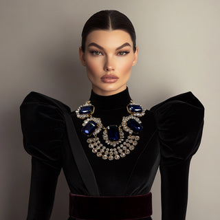 Anton Heunis - Gold necklace with blue gem crystals