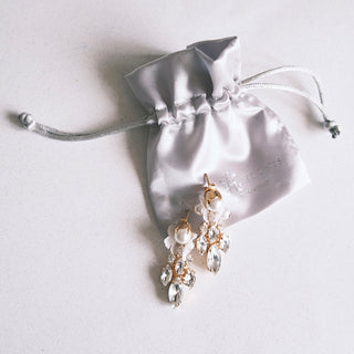 White silk flower bridal earrings with pearl and crystals - Anton Heunis