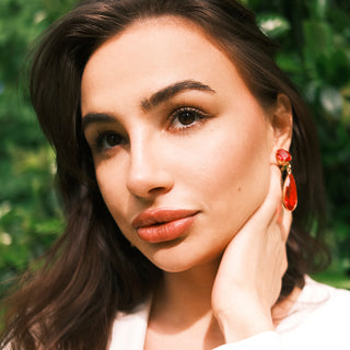 Red earrings with statement drop - Anton Heunis
