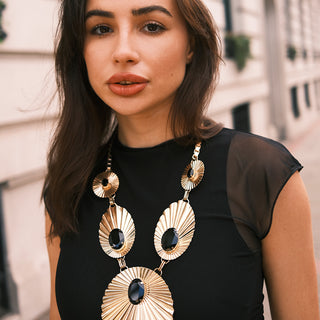 Oversize statement gold and black necklace - Anton Heunis
